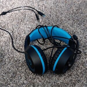 Black and Blue RGB Gaming Headset With Mic